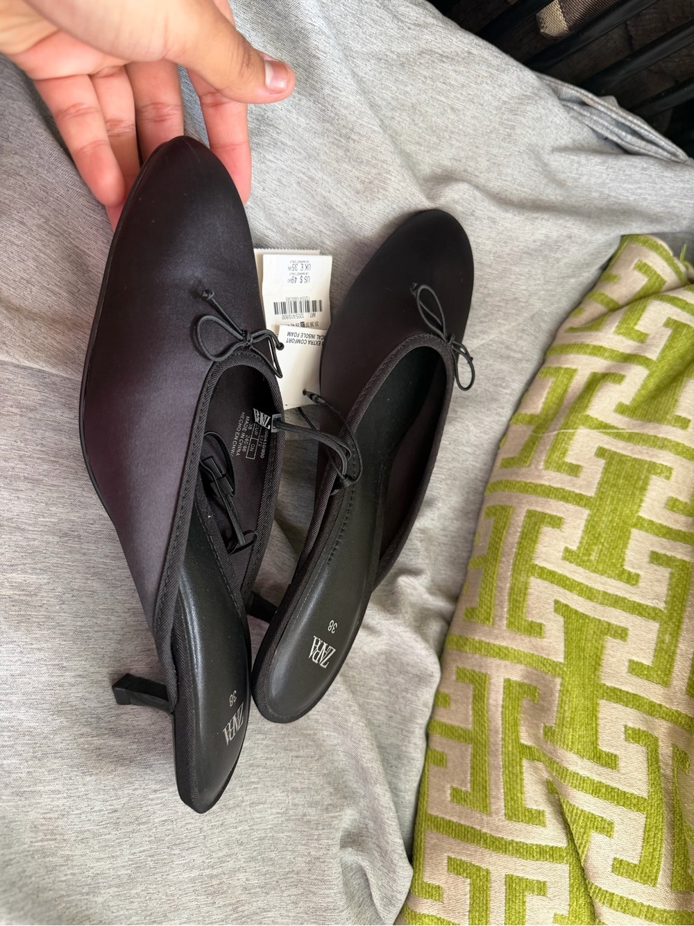 Zara Black Pointed Ballet Slingback Flats